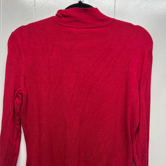 Tribal Mock Neck Pullover Red Long Sleeve Sweater Women's Size Medium - Picture 6 of 11